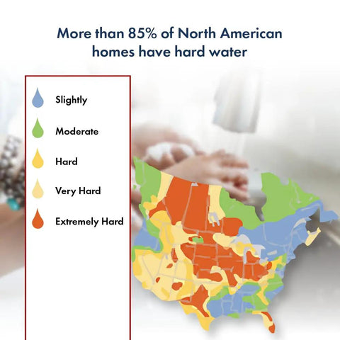 Map showing hard water levels in North America, related to Whole Home Salt Free Water Descaler And Hard Water Conditioner For Home Use