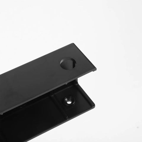 No Sweat Under Desk Laptop Bracket With Adjustable Angle Holder For Keyboard And Router Storage Black Plastic Build close-up view