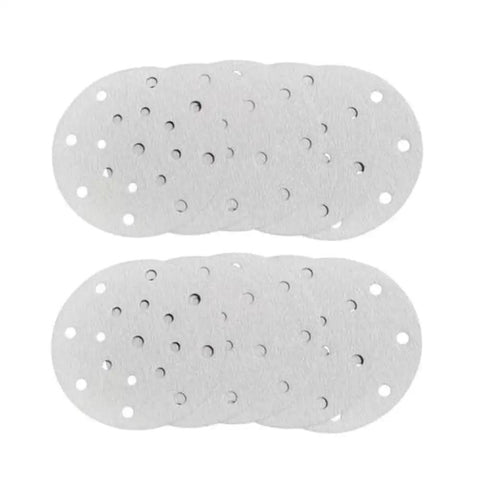Get That Smooth Finish With 10pcs Of Premium Round Sanding Discs Featuring Heavy Duty Hook And Loop Design, Plus 17 Dust Extraction Holes For Maximum Suction On Your Random Orbital Sander To Cut Through Paint And Wood Like A Boss Without The Hassle - 150mm sanding discs with holes.