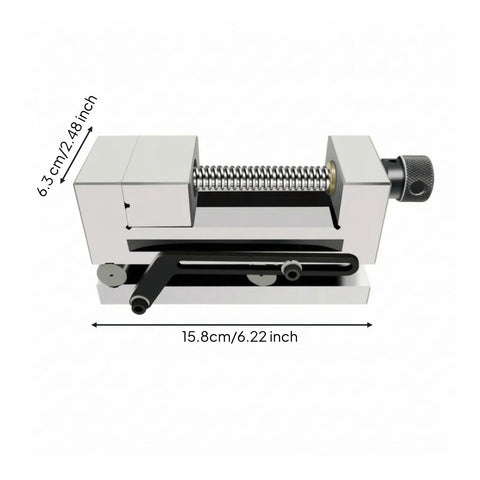 Gitohoni 2.5 Inch Precision Swivel Vise With Graduated Rotation Secure Jaw Clamp showing dimensions and sturdy metal body.
