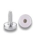 Skip The Wobbles With Rock Solid Adjustable Levelling Feet 16 Pack Screw In Table Glide Pads For Furniture, chrome M10 base with clear pad.
