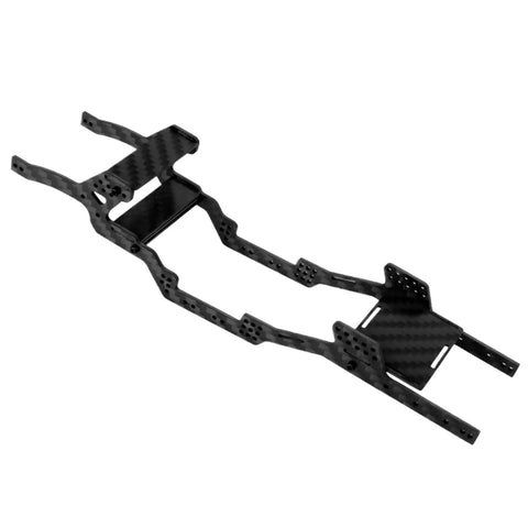 Carbon Fiber RC Chassis Frame For Axial SCX24 1/24 Scale LCG Low Center Of Gravity Upgrade Kit shown in angled view