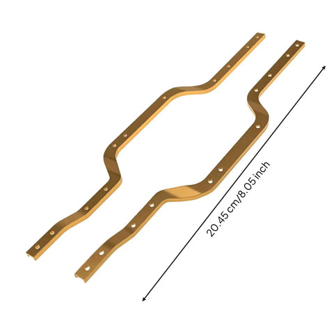 Beefed Up Pro Grade RC Car Chassis Rails Set In 6061 Aluminum Alloy With Sandblasted Anodized Champagne Gold Finish Side Rails And Frame For Competition Ultra Light And Durable Spare Parts Precise 204.45mm By 24.8mm By 7.65mm Build, 20.45 cm rails