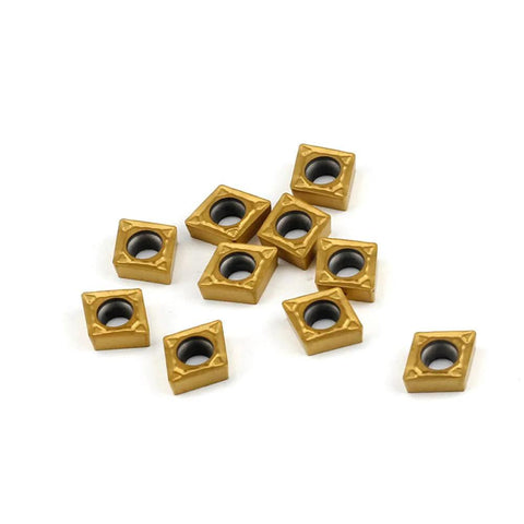Set of 10 Carbide Turning Inserts CCMT060204 Multilayer Coated For CNC Lathe Turning Fast Cutting Speeds Long Life Low Friction
