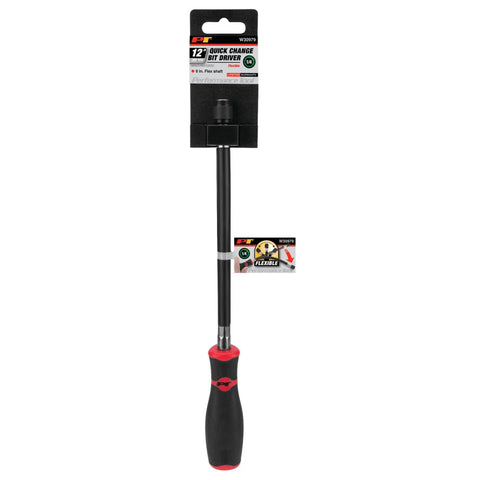 12 Inch 1/4 Inch Drive Flexible Bit Driver with Quick Release Bit Holder and Flex Shaft for tight spots and easy installation.