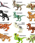 20 Piece Dino Figures Set For Jurassic World Building Blocks with moving parts like T Rex, Velociraptor, Triceratops, Dragon, Stygimoloch
