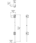 Technical drawing of Padlockable Drop Bolt With Padlock Storage For Square Post Metal Gates 24 Inch Length, dimensions labeled.