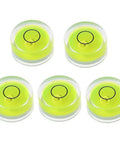 Round Bubble Level 5 Pack for spirit Level for bullseye for Acrylic, featuring bright yellow bubbles in clear casing.