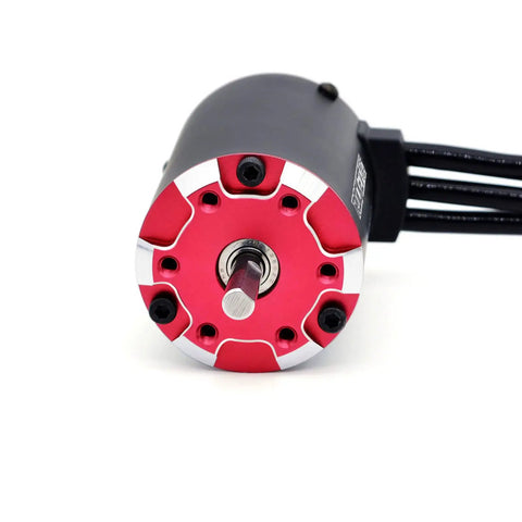 Front view of Sensored 3670 2750KV Brushless Motor For 1 by 10 RC Cars 4 Pole Design High Torque showing shaft and rotor.