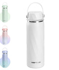 Portable Stainless Steel Vacuum Insulated Breastmilk Cooler Bottle Keeps Nursing Milk Ice Cold For Thirty Six Hours With Reusable Travel Chiller And Grab Bag Essential in white with colorful gradient options.