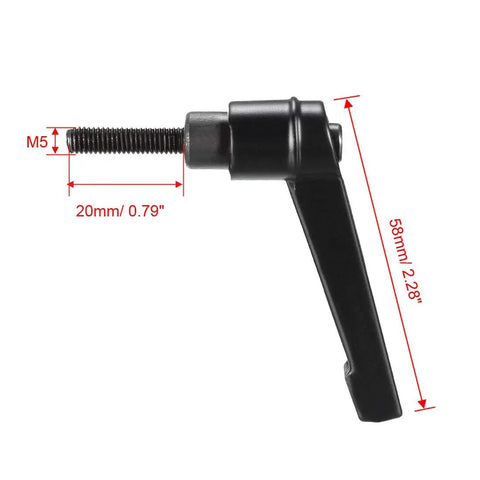 Tough As Nails M5 Quick Release Clamp Knobs With Ratchet Lever And Push Button Twist Lock, 20mm steel stud, 58mm lever.