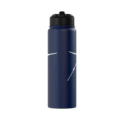 Winch Tow Glider Takeoff Vibe Stainless Steel Insulated Water Bottle For Sailplane Pilots And Glider Fans, double-wall, navy design