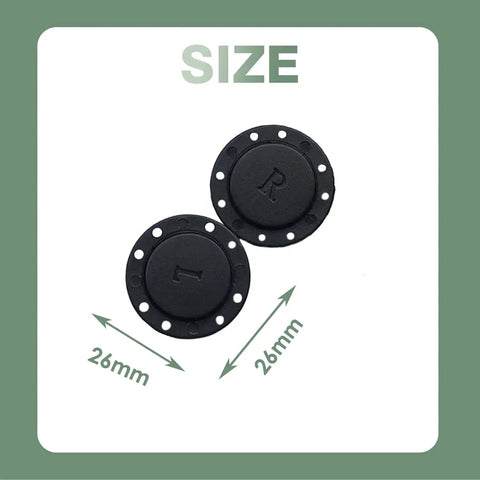 Slick Invisible Magnetic Buttons For Clothes Five One Inch Nylon Sewing Snaps With Kickin Strong Hold For Coats Jackets And Tote Repair That Are Dope Easy To Install, 26mm black snaps showing size.