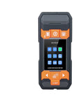 Pro Grade Digital Stud Finder And Wall Scanner Loaded With AC Wire Hunter Pipe Detector And Wood Moisture Meter, top view of device showing control panel.