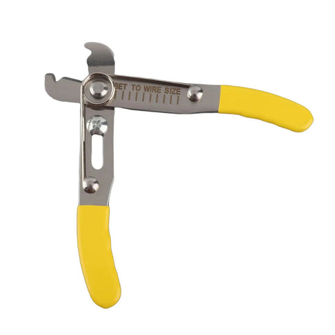 Rugged 5 Inch Wire Strippers And Adjustable Cutting Pliers With Cushioned Rubber Grip Handles Snips Through Cable Smooth As Butter, yellow rubber grips.