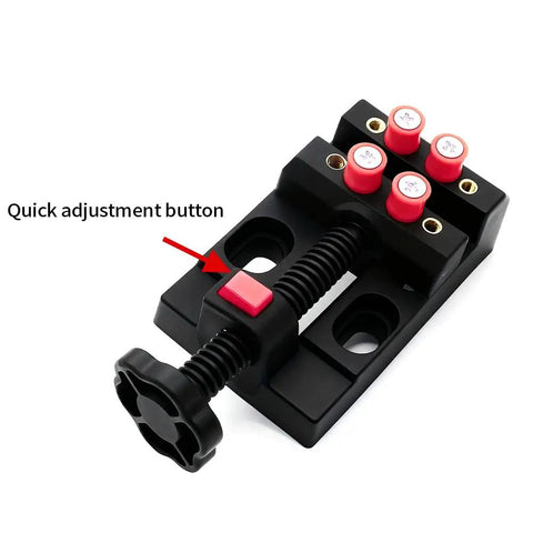 Compact Bench Vise Clamp With Handy Ergonomic Handle And Precision Mechanism, Flat Opening For Watch Repair, Jewelry Making, Sculpture And DIY Projects, Locking System, Small Vise Tool For Crafts And Electronics, black metal
