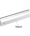 Boss Grade 5 Inch Magnetic Vise Jaws With Heavy Duty Steel Body and Plush Rubber Pads, showing magnet and rubber features.