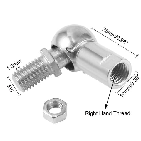 Ball Head Joint Rod End Bearing Set M6 Right Thread Ball Socket Universal Joints Carbon Steel With Zinc Plating Heavy Duty Durable Auto Grade Fittings For Automotive Hinged Doors Cabinets Cupboards, M6 thread