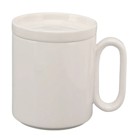 Kick Those Cold Coffee Sips To The Curb With This Electric Desk Mug Warmer Featuring Three Custom Temperature Settings To Keep Your Daily Grind Piping Hot All Day Long Smart Cup Heater For Office white ceramic mug with handle, perfect for use with a desk mug warmer.