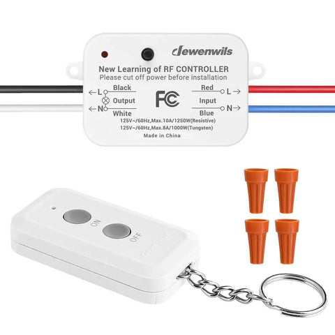 Plug-and-Play Wireless Light Switch And Receiver Kit No In-Wall Wiring Required Remote Control For Ceiling Lights, Fans, And Lamps