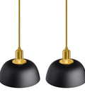 11 Inch Black Metal Dome Shade Pendant Lighting Fixture With Polished Gold Rod Kit E26 2 Pack Industrial Modern Ceiling Light