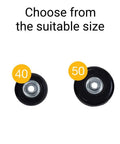 Luggage Wheels Replacement Set Of 4, 40mm X 18mm Universal Fit For Suitcases And Carts, shown with size options 40 and 50mm