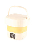 Hella Compact Foldable Mini Washing Machine 6 Liter Portable Washer, yellow and white design, suitable for baby clothes.