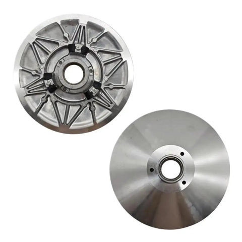 Performance Grade Replacement Drive Pulley That Fits Snowmobile Models 400 450 500S 520 550 600 And 625, showing front and back views, detailed design.