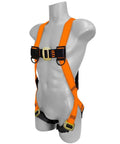 100VMB Combat Economy Full Body Harness Universal With Back D Ring 3 Point Adjustable Pass Thru Leg Straps High Visibility Orange Webbing