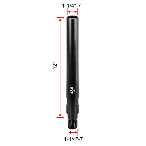 Rock Solid 12 Inch Extension Adapter For Diamond Core Drill Bits With 1 1 4 By 7 Thread showing a black steel extension rod.