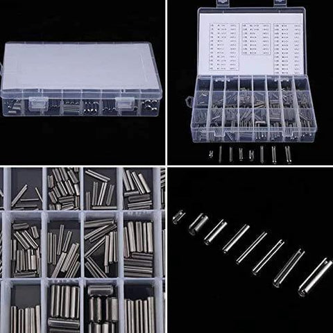 280 Piece Stainless Steel Slotted Spring Pin Kit With Box Pro Grade Dowel Tension Roll Pins In Silver Finish For Garage And Machine Work