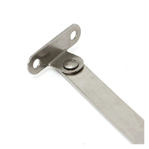 Close-up of 2 Piece Set Heavy Duty Stainless Steel Cabinet Door Lift Up Stay Hinge With Soft Close, featuring two mounting holes.