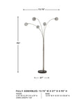 Traditional Crystal Accent Floor Lamp In Chrome Finish, 56.25 Inches Tall, Drum Shade, 3 Way Switch, Modern Glam Lighting For Living Room And Bedroom Decor with dimensions shown.
