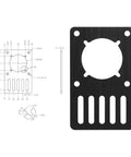 Diagram of Beefy NEMA23 Stepper Motor Mount Plate For CNC And 3D Printers, Aluminum Flat Bracket With Adjustable Slots, Black.