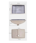 Straight Up Heavy Duty Ceramic Sink dimensions 60x42cm, square under counter wash basin, solid gray pedestal details.