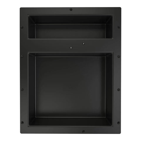 Double Recessed Shower Niche Shelf With Two Shelves 20 Inch High By 16 Inch Wide Black Tile Ready Built In Bathroom Organizer