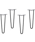 Heavy Duty Hairpin Table Legs Steel Desk Feet Built Like A Tank For Coffee Tables And DIY Upgrades With Mounting Kit Rubber Pads And Screws, black metal design.