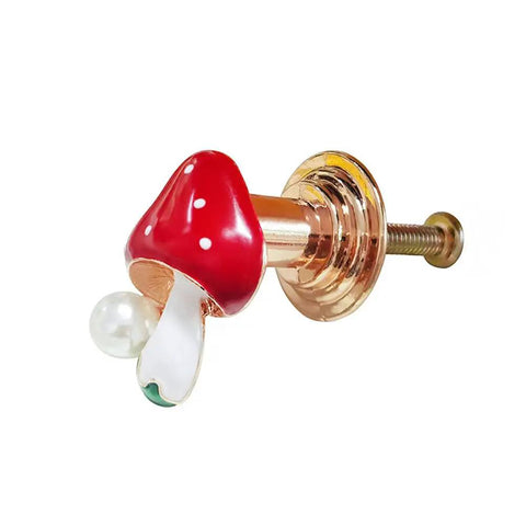 Killer Mushroom Cabinet Knobs Solid Zinc Alloy Furniture Pulls For Bedroom Dresser And Kitchen Drawer Hand Painted decorative handle detail