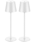 Two white Cordless LED Desk Lamps With 5000mAh Rechargeable Battery Touch Night Light Wireless Minimalist Design.