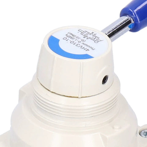 Close-up of Industrial Pneumatic Rotary Lever Air Hand Valve With Compact 3 Position 4 Way Flow Control, Model 4HV310