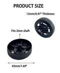 12 Pack Toy Car Wheels With 2mm Shaft Axles For RC Cars Trucks Robots And DIY Models 43mm Diameter 12mm Width Size
