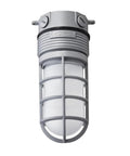 LED Ceiling Mount Vapor Light 4000K 15W 600 Lumens 120V Gray With Rugged Die Cast Aluminum Housing And Frosted Glass Globe