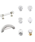 Various glass and metal cabinet knobs including Ridged Glass Knob With Chrome Finish, Luster Style 1 5 16 Inch Wide Cabinet Knob Set Of 7.