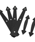 Premium Magnetic Garage Door Hardware Kit 6 Piece Set For Barn Style Doors with decorative black steel pieces.