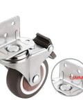 Set Of Four Universal Caster Wheels Featuring Slick 360 Degree Swivel Motion And Hella Smooth Floor Rolling Performance Ideal For Utility Carts Office Chairs And Wooden Cradles Built With Premium Tpe Rubber And Precision Ball Bearings Includes Two, detailed view of a swivel caster with a sturdy metal bracket.
