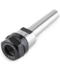 MT2 Collet Chuck Holder for CNC Milling, Taper Collet Arbor Adapter with metal straight shank, angled view