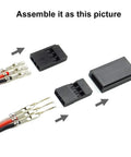 30 Sets RC Servo Connector Kit With Male And Female Crimp Pins, Brass Nickel Plated, Housings, Protective Covers, Assembly Diagram