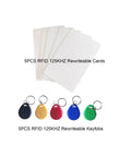 Five white RFID 125kHz cards and five colorful keychains for Handheld 125kHz RFID Card Copier Duplicator For T5577 Or EM4305 Chips On The Go Cloning Tool