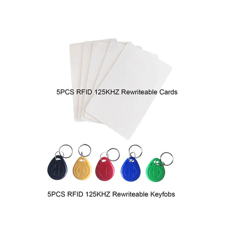 Five white RFID 125kHz cards and five colorful keychains for Handheld 125kHz RFID Card Copier Duplicator For T5577 Or EM4305 Chips On The Go Cloning Tool