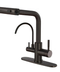 Fapully Pull-Down Kitchen Faucets, 3 Way Kitchen Sink Faucet with Pull Down Sprayer and Drinking Water Faucet, Include Deck Plate for 1 or 3 Holes Oil Rubbed Bronze, close-up view